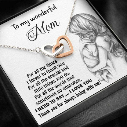 Mom Necklace, To My Wonderful Mom Interlocking Heart Necklace, Mom Gift, Mom Gift From Daughter, Appreciation Gift For Mom Gifts For Daughter Rakva