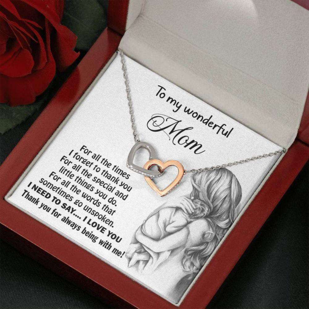 Mom Necklace, To My Wonderful Mom Interlocking Heart Necklace, Mom Gift, Mom Gift From Daughter, Appreciation Gift For Mom Gifts For Daughter Rakva