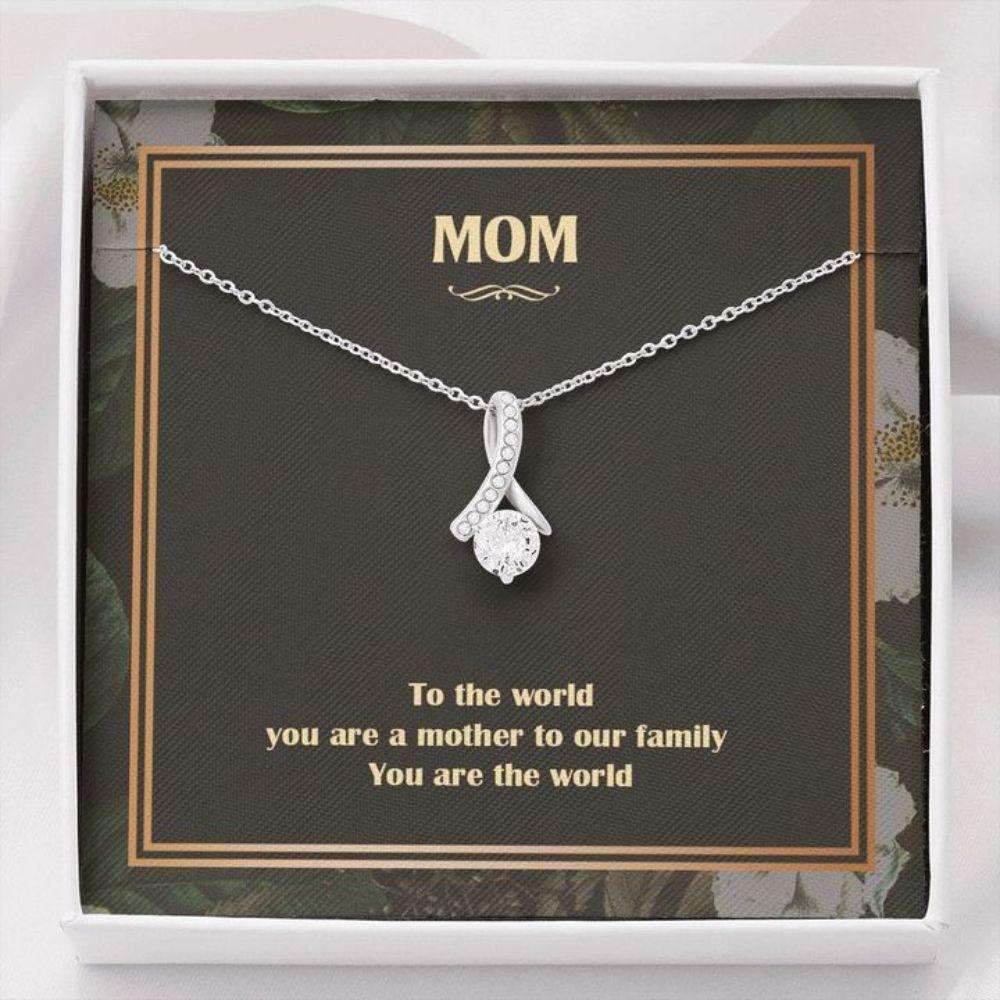 Mom Necklace, To Our Family You Are The World Necklace, Alluring Beauty Necklace Gift For Mom, Mother’S Day Necklace Gift Gifts for Mother (Mom) Rakva