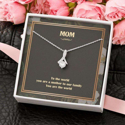 Mom Necklace, To Our Family You Are The World Necklace, Alluring Beauty Necklace Gift For Mom, Mother’S Day Necklace Gift Gifts for Mother (Mom) Rakva