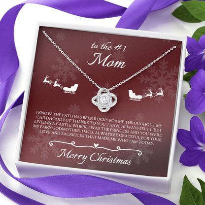 Mom Necklace, To The #1 Mom Merry Christmas From Daughter Love Knot Necklace Gifts For Daughter Rakva