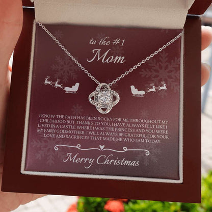 Mom Necklace, To The #1 Mom Merry Christmas From Daughter Love Knot Necklace Gifts For Daughter Rakva