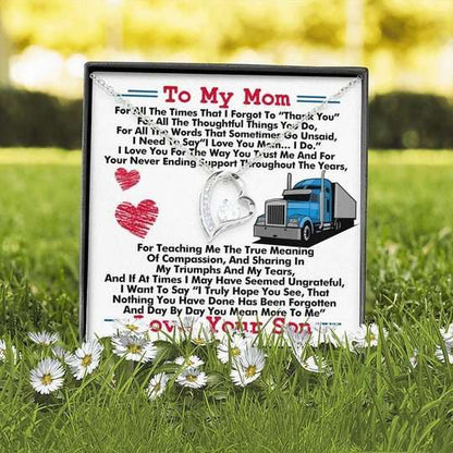 Mom Necklace, Trucker Son Gift For Mom Forever Love Necklace I Need To Say I Love You Gifts for Mother (Mom) Rakva