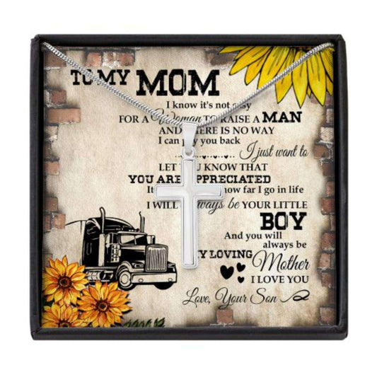 Mom Necklace, Trucker�S Mother Gift To My Loving Mom Jewelry For Mom Cross Necklace Gifts for Mother (Mom) Rakva