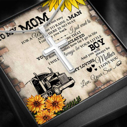 Mom Necklace, Trucker�S Mother Gift To My Loving Mom Jewelry For Mom Cross Necklace Gifts for Mother (Mom) Rakva