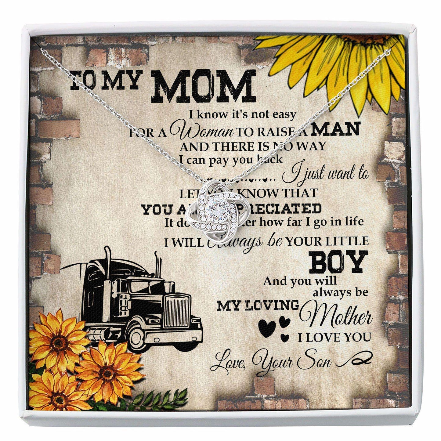 Mom Necklace, Trucker�S Mother Gift To My Loving Mom Mothers Day Love Knot Necklace Gifts for Mother (Mom) Rakva