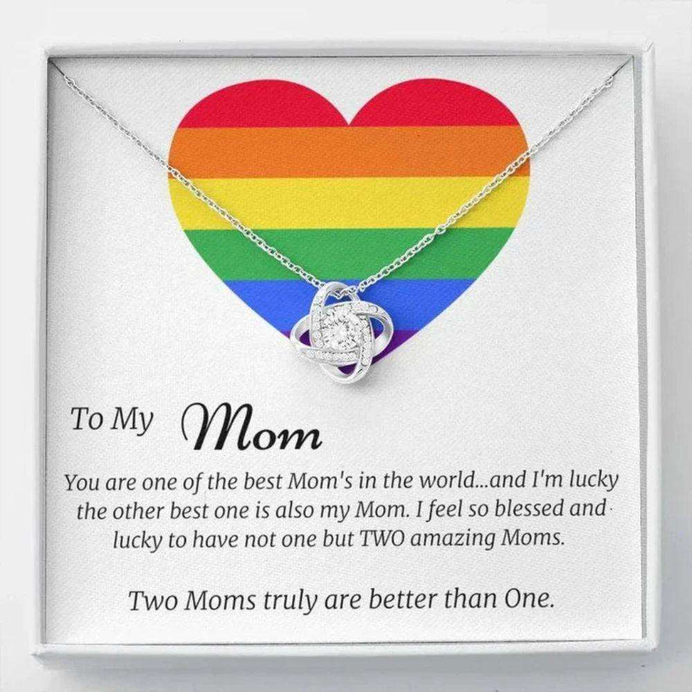 Mom Necklace, Two Moms Gift, Lesbian Moms Necklace, Gay Moms Gift, Lesbian Mothers Day, Lgbt Family, Two Moms Are Better Than One Gifts for Mother (Mom) Rakva