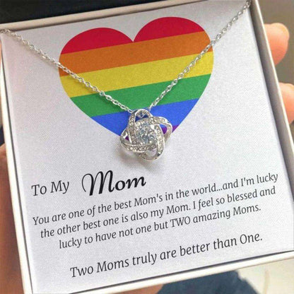 Mom Necklace, Two Moms Gift, Lesbian Moms Necklace, Gay Moms Gift, Lesbian Mothers Day, Lgbt Family, Two Moms Are Better Than One Gifts for Mother (Mom) Rakva