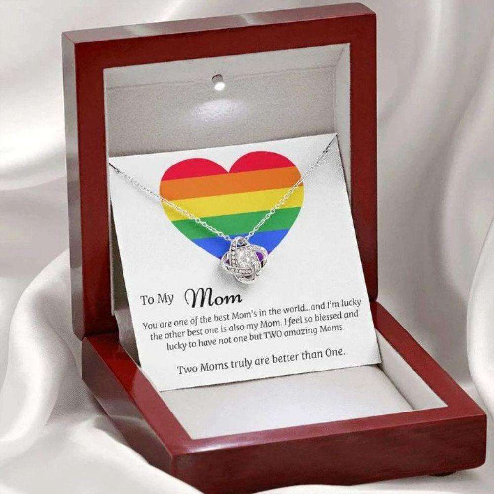 Mom Necklace, Two Moms Gift, Lesbian Moms Necklace, Gay Moms Gift, Lesbian Mothers Day, Lgbt Family, Two Moms Are Better Than One Gifts for Mother (Mom) Rakva