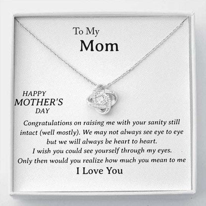 Mom Necklace, We Will Always Be Heart To Heart Gift For Mom Love Knot Necklace Gifts for Mother (Mom) Rakva