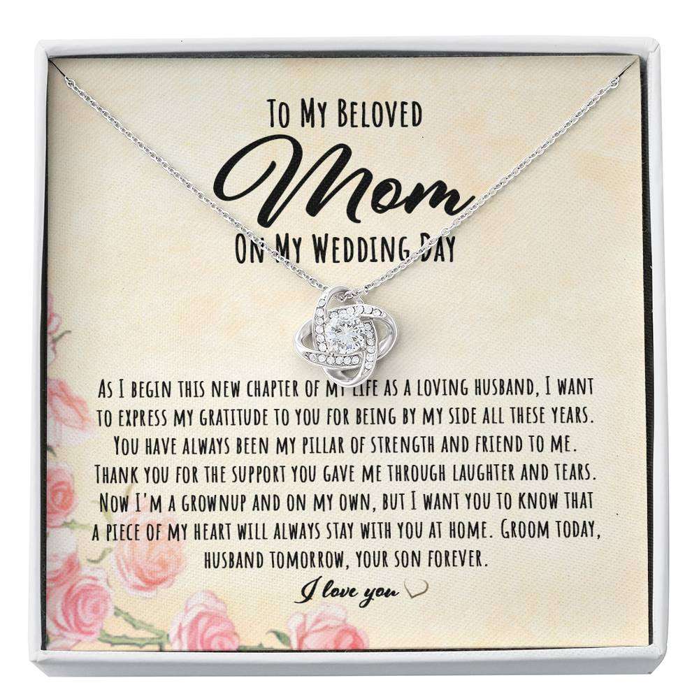 Mom Necklace Wedding Gift, Gift From Groom To His Mother On Wedding Day “ Love Knot Necklace Gifts for Mother (Mom) Rakva