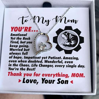 Mom Necklace, Welder Son Gift For Mom Forever Love Necklace Thank You For Everything Gifts for Mother (Mom) Rakva