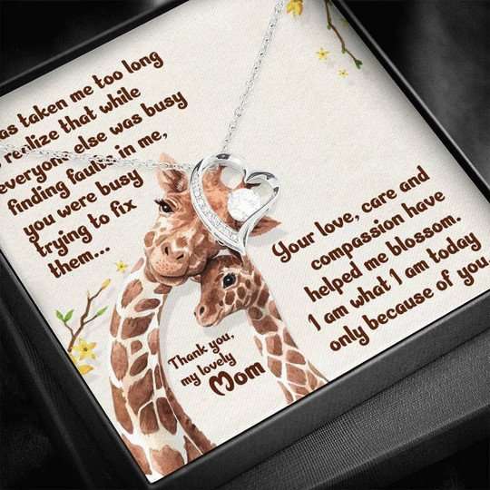 Mom Necklace, Wild Giraffe Gift For Mom Forever Love Necklace Because Of You Gifts for Mother (Mom) Rakva