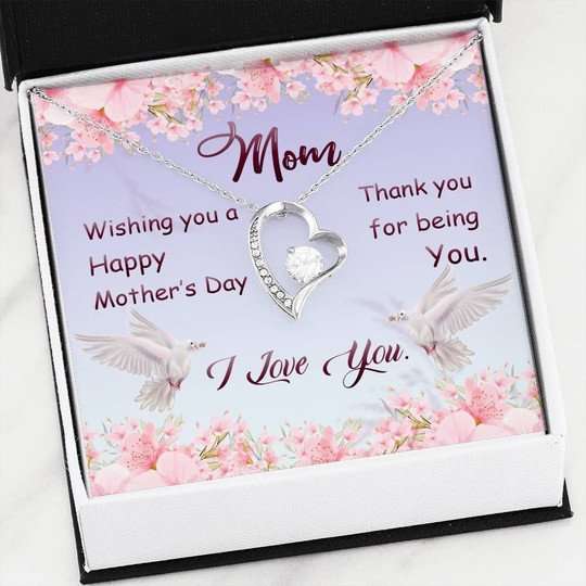 Mom Necklace, Wishing You A Happy Mother’S Day Forever Love Necklace Gift For Mom Gifts for Mother (Mom) Rakva