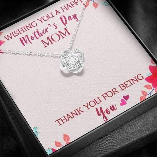 Mom Necklace, Wishing You A Happy Mother’S Day Love Knot Necklace Gift For Mom Gifts for Mother (Mom) Rakva