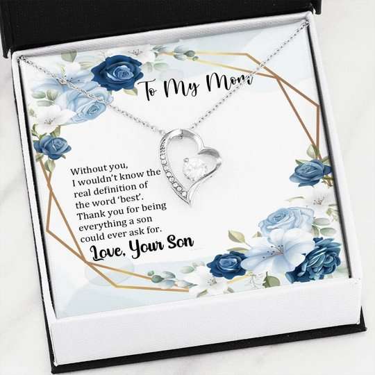 Mom Necklace, Without You Blue Rose Forever Love Necklace For Mom Gifts for Mother (Mom) Rakva