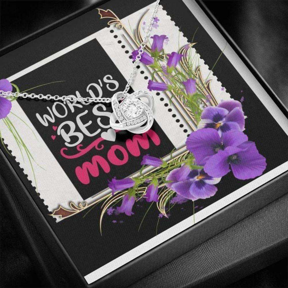 Mom Necklace, World’S Best Mom Orchid Flowers Love Knot Necklace Gift For Mom Gifts for Mother (Mom) Rakva