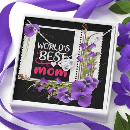 Mom Necklace, World’S Best Mom Orchid Flowers Love Knot Necklace Gift For Mom Gifts for Mother (Mom) Rakva