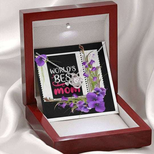 Mom Necklace, World’S Best Mom Orchid Flowers Love Knot Necklace Gift For Mom Gifts for Mother (Mom) Rakva