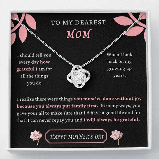 Mom Necklace, You Always Put Family First Gift For Mom Love Knot Necklace Gifts for Mother (Mom) Rakva