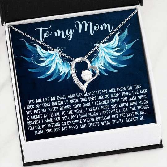 Mom Necklace, You Are Like An Angel Who Has Gently Lit My Way Forever Love Necklace Gift For Mom Gifts for Mother (Mom) Rakva