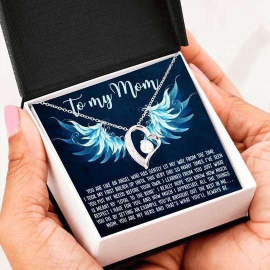 Mom Necklace, You Are Like An Angel Who Has Gently Lit My Way Forever Love Necklace Gift For Mom Gifts for Mother (Mom) Rakva