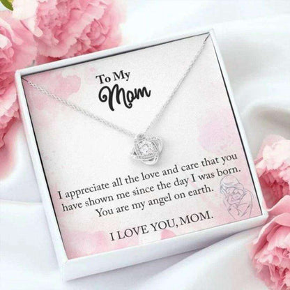 Mom Necklace, You Are My Angel On Earth Gift For Mom Love Knot Necklace Gifts for Mother (Mom) Rakva