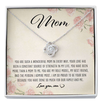 Mom Necklace, You Are Such A Wonderful Mom “ Love Knot Necklace From Son For Karwa Chauth Rakva