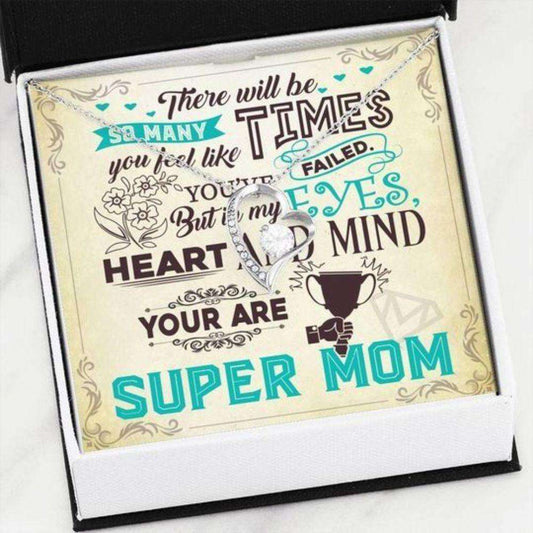 Mom Necklace, You Are Super Mom Forever Love Necklace Gift For Mom Gifts for Mother (Mom) Rakva