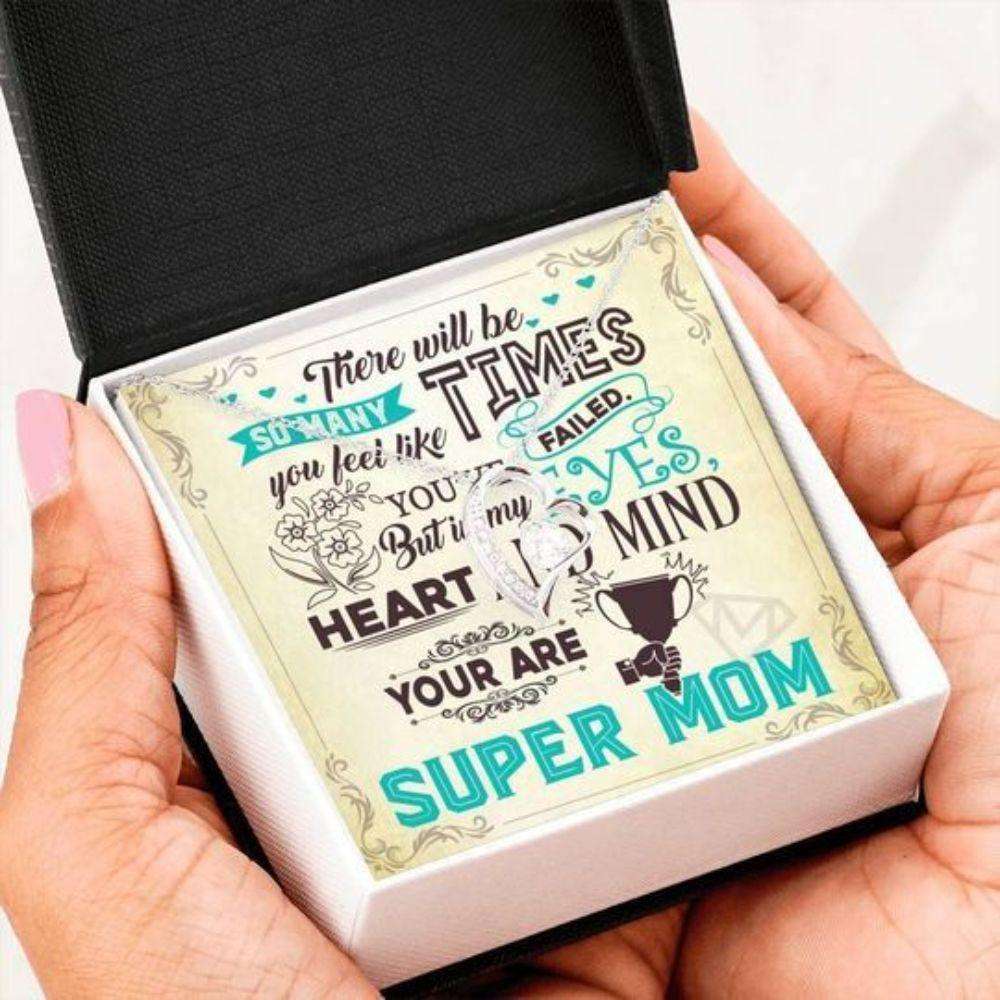 Mom Necklace, You Are Super Mom Forever Love Necklace Gift For Mom Gifts for Mother (Mom) Rakva