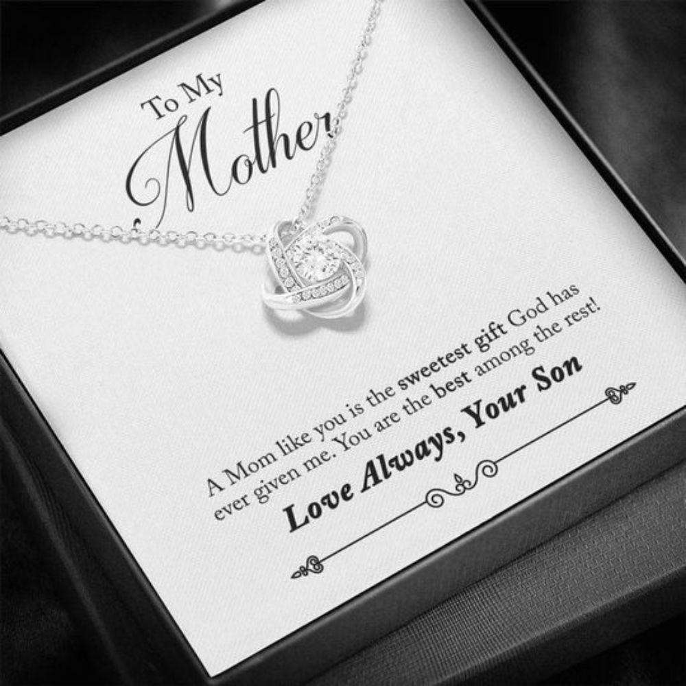 Mom Necklace, You Are The Best Among The Rest Gift For Mother Love Knot Necklace Gifts for Mother (Mom) Rakva