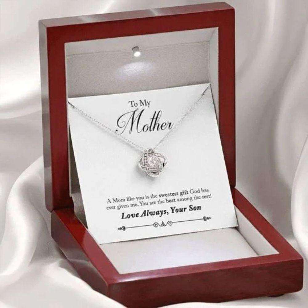 Mom Necklace, You Are The Best Among The Rest Gift For Mother Love Knot Necklace Gifts for Mother (Mom) Rakva