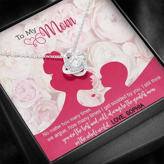 Mom Necklace, You Are The Best Gift For Mom Custom Name Love Knot Necklace Gifts for Mother (Mom) Rakva