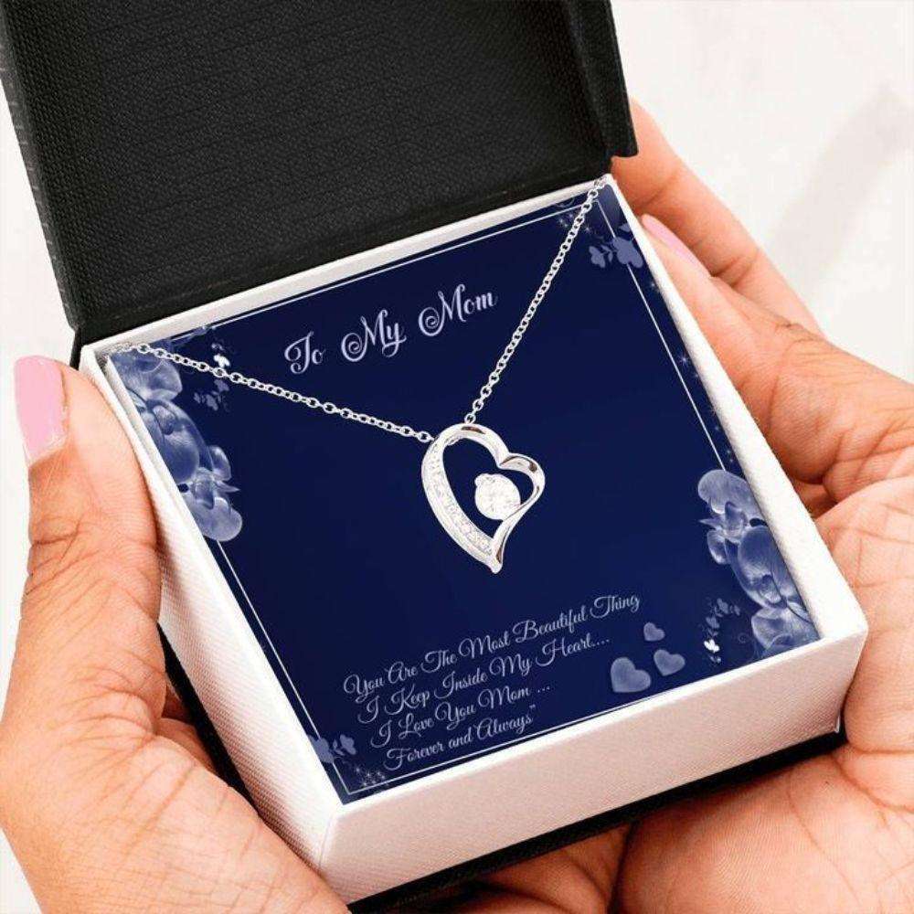 Mom Necklace, You Are The Most Beautiful Things Gift For Mom Forever Love Necklace Gifts for Mother (Mom) Rakva