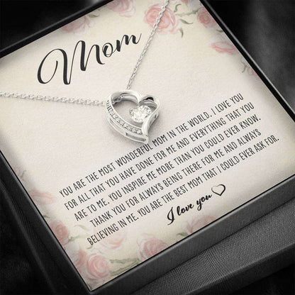 Mom Necklace, You Are The Most Wonderful Mom “ Forever Love Necklace Gifts for Mother (Mom) Rakva