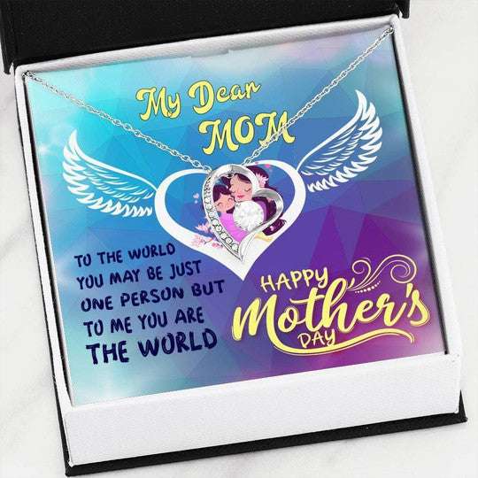 Mom Necklace, You Are The World Forever Love Necklace Gift For Mom Gifts for Mother (Mom) Rakva