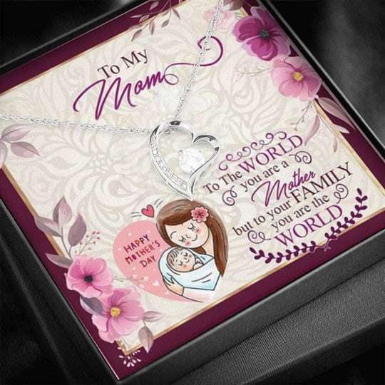 Mom Necklace, You Are The World Forever Love Necklace Gift For Mom Gifts for Mother (Mom) Rakva