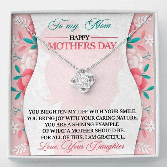 Mom Necklace, You Bring Joy With Your Caring Nature Gift For Mom Love Knot Necklace Gifts for Mother (Mom) Rakva