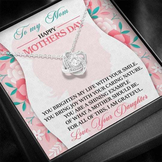 Mom Necklace, You Bring Joy With Your Caring Nature Gift For Mom Love Knot Necklace Gifts for Mother (Mom) Rakva