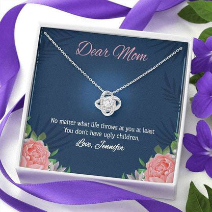 Mom Necklace, You Don’T Have Ugly Children Custom Name Gift For Mom Love Knot Necklace Gifts for Mother (Mom) Rakva