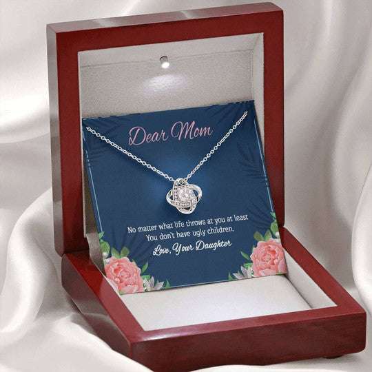 Mom Necklace, You Don’T Have Ugly Children Gift For Mom Love Knot Necklace Gifts for Mother (Mom) Rakva