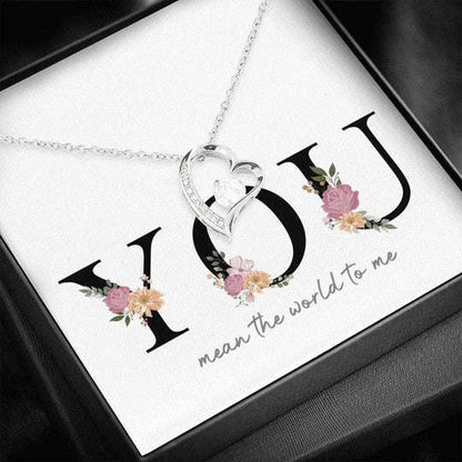 Mom Necklace, You Mean The World To Me Forever Love Necklace Gift For Mom Gifts for Mother (Mom) Rakva