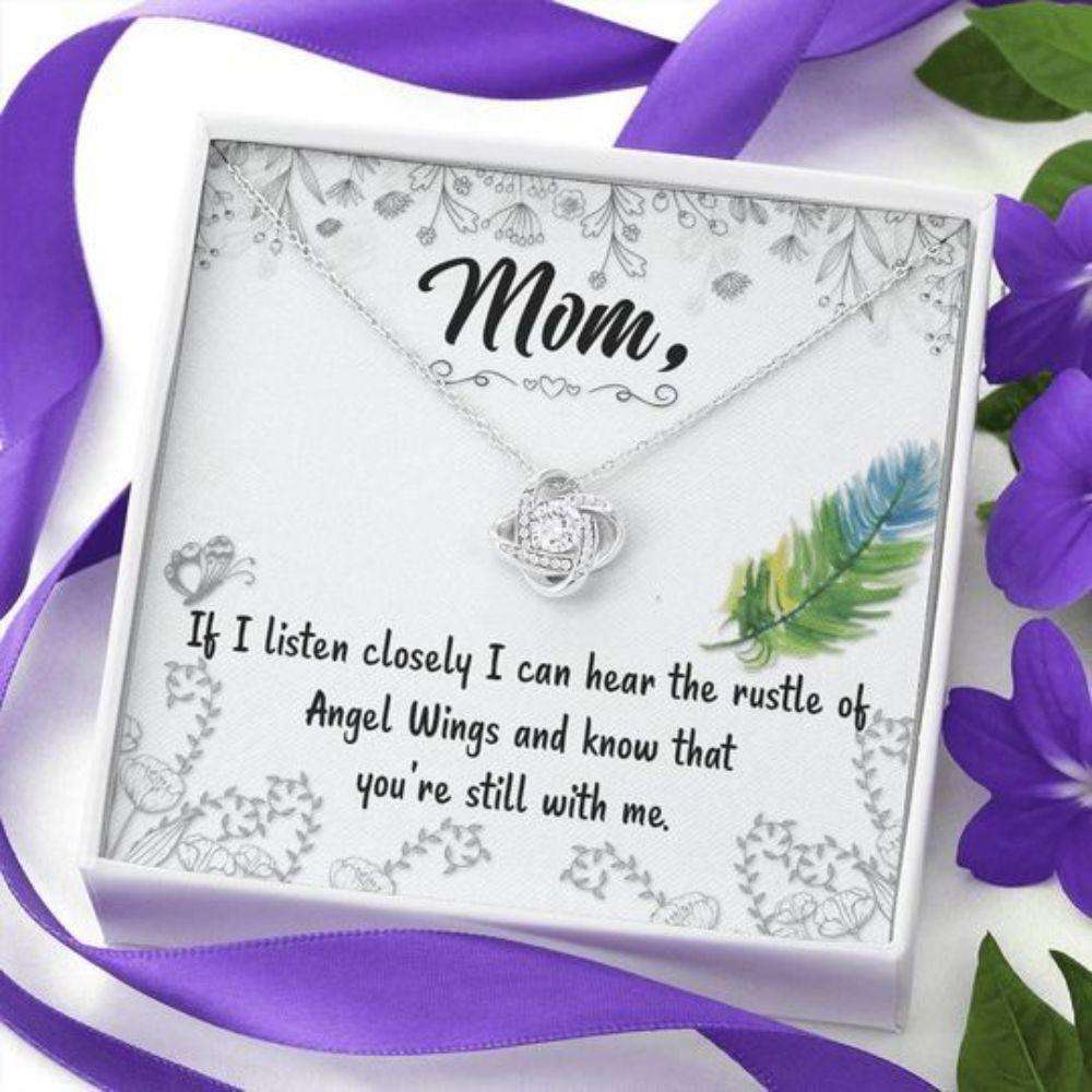 Mom Necklace, You’Re Still With Me Feather Gift For Mom Love Knot Necklace Gifts for Mother (Mom) Rakva