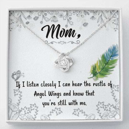 Mom Necklace, You’Re Still With Me Feather Gift For Mom Love Knot Necklace Gifts for Mother (Mom) Rakva