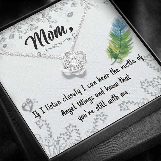 Mom Necklace, You’Re Still With Me Feather Gift For Mom Love Knot Necklace Gifts for Mother (Mom) Rakva