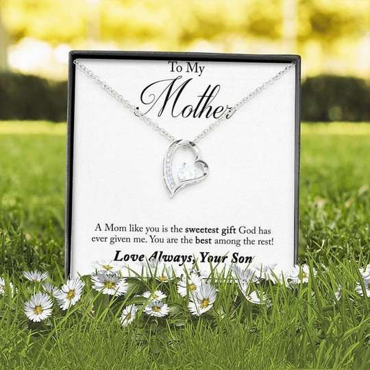 Mom Necklace, You’Re The Best Among The Rest Forever Love Necklace For Mom Gifts for Mother (Mom) Rakva