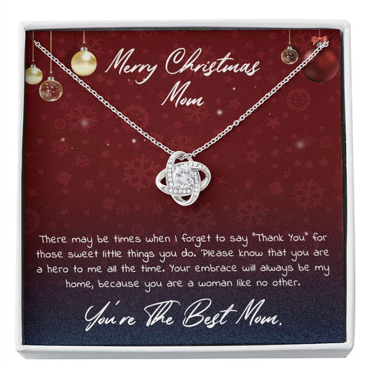 Mom Necklace, You’Re The Best Mom Merry Christmas Love Knot Necklace Gifts for Mother (Mom) Rakva