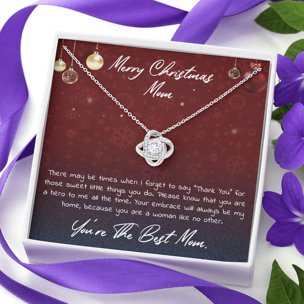 Mom Necklace, You’Re The Best Mom Merry Christmas Love Knot Necklace Gifts for Mother (Mom) Rakva