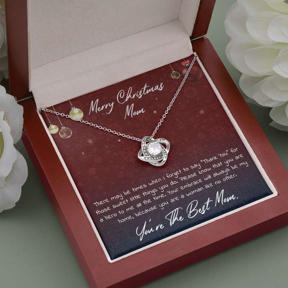 Mom Necklace, You’Re The Best Mom Merry Christmas Love Knot Necklace Gifts for Mother (Mom) Rakva