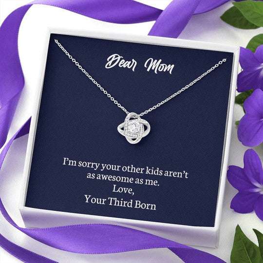 Mom Necklace, Your Third Born I’M Sorry Love Knot Necklace Gift Box For Mom Gifts for Mother (Mom) Rakva